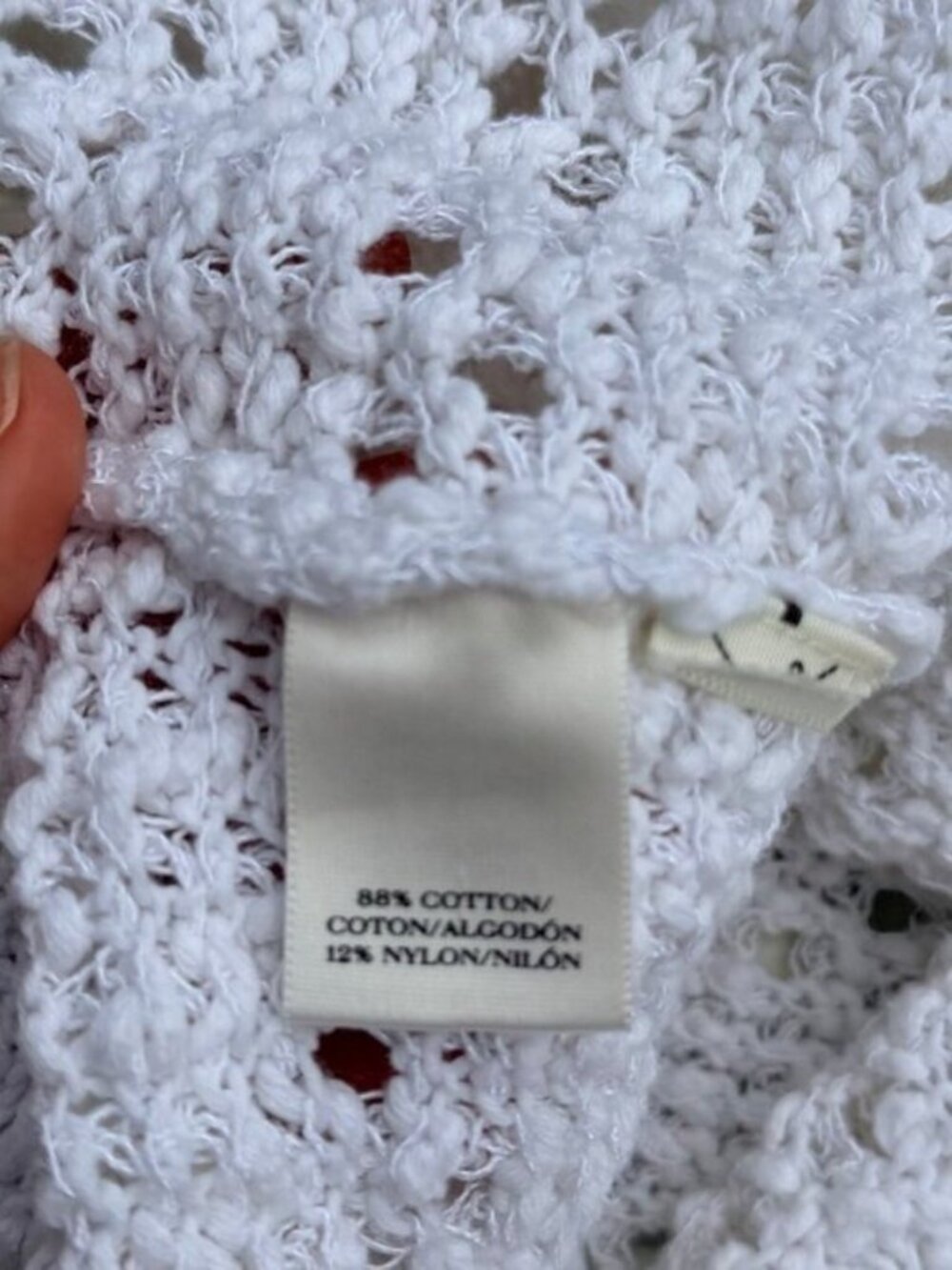 Ann Taylor White Open Knit Crochet Sweater Top Size Small Petite Cotton Blend - Picture 6 of 8